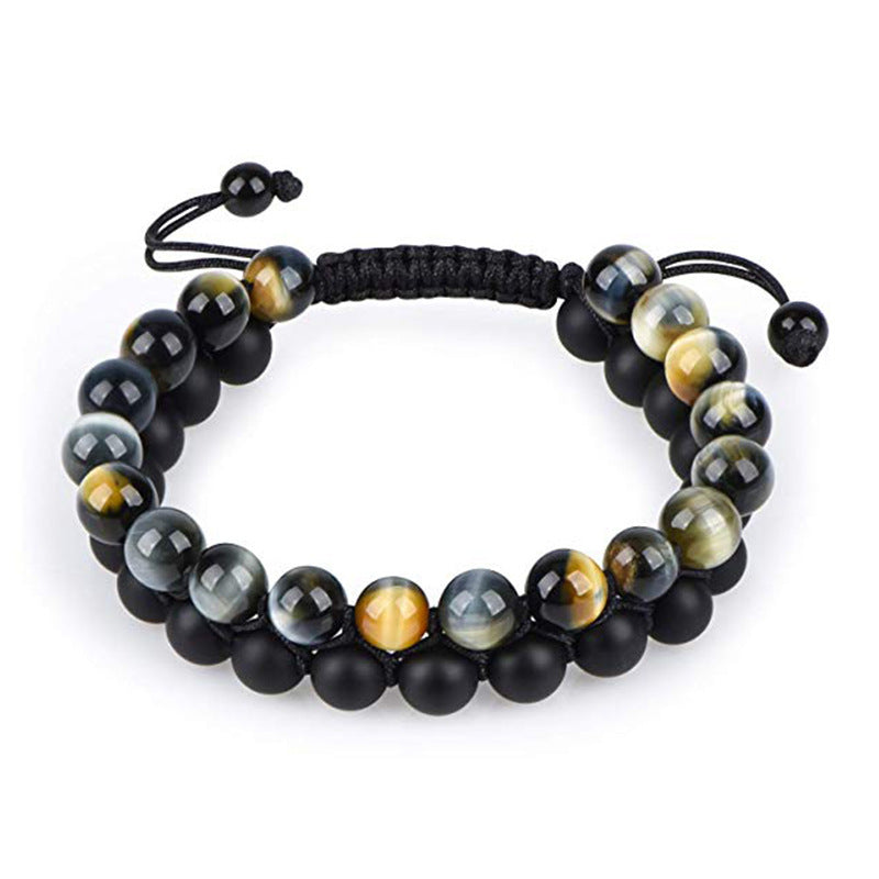 Tiger Eye Couple Bracelets Matte Black Agate Beads Bracelet - Badi Jewellery store