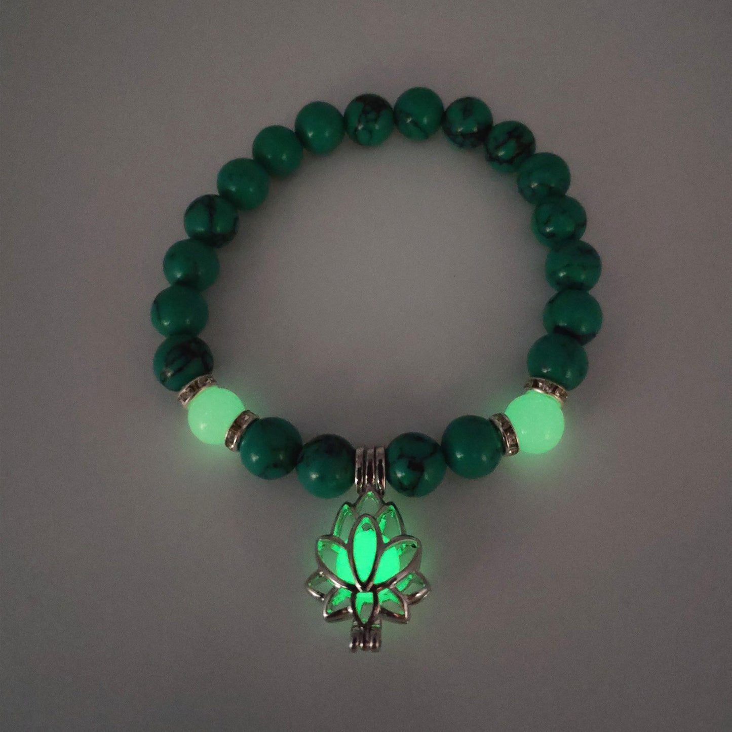 Energy Luminous Lotus Natural Stone Bracelet Yoga Healing Luminous Glow In The Dark Charm Beads Bracelet For Men Women Prayer Buddhism - Badi Jewellery store