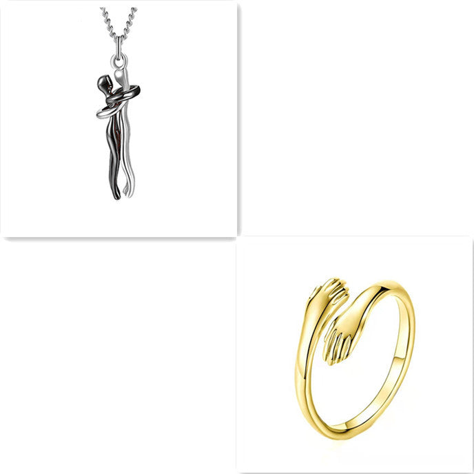 Love Hug Necklace Unisex Men Women Couple Jewelry Simple Temperament Clavicle Chain Valentines Day Lover Gift - Badi Jewellery store