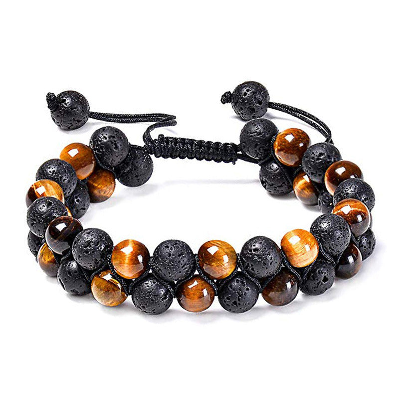 Tiger Eye Couple Bracelets Matte Black Agate Beads Bracelet - Badi Jewellery store
