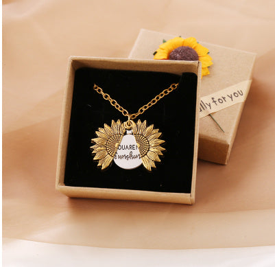 You Are My Sunshine Sunflower Necklace Women Men - Badi Jewellery store