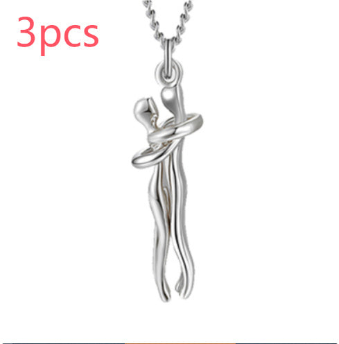 Love Hug Necklace Unisex Men Women Couple Jewelry Simple Temperament Clavicle Chain Valentines Day Lover Gift - Badi Jewellery store