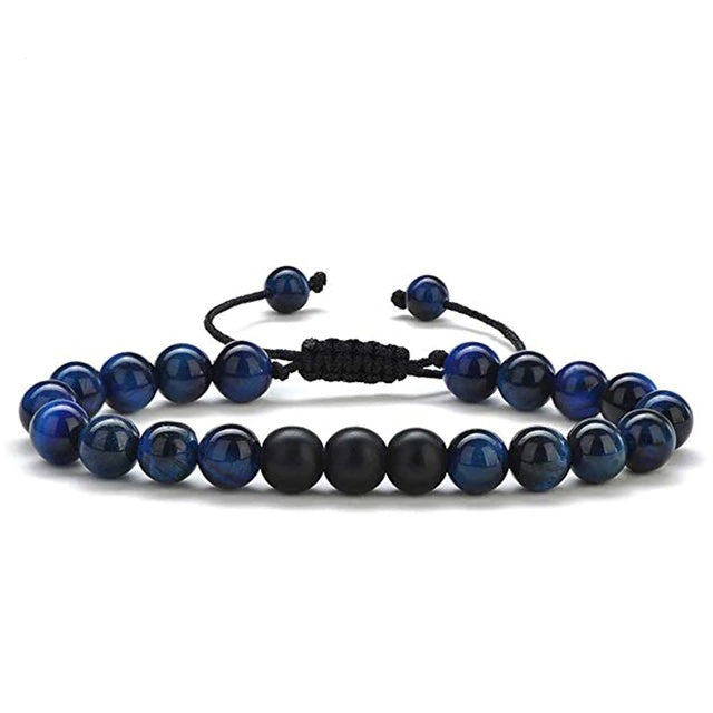 Tiger Eye Couple Bracelets Matte Black Agate Beads Bracelet - Badi Jewellery store