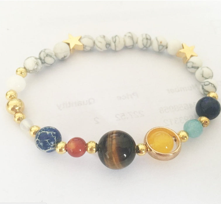 Universe Galaxy Eight Planets Solar System Guardian Star Natural Stone Beads Bracelet - Badi Jewellery store