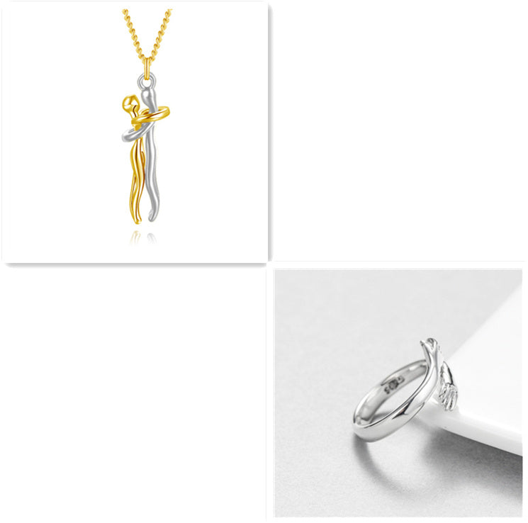 Love Hug Necklace Unisex Men Women Couple Jewelry Simple Temperament Clavicle Chain Valentines Day Lover Gift - Badi Jewellery store