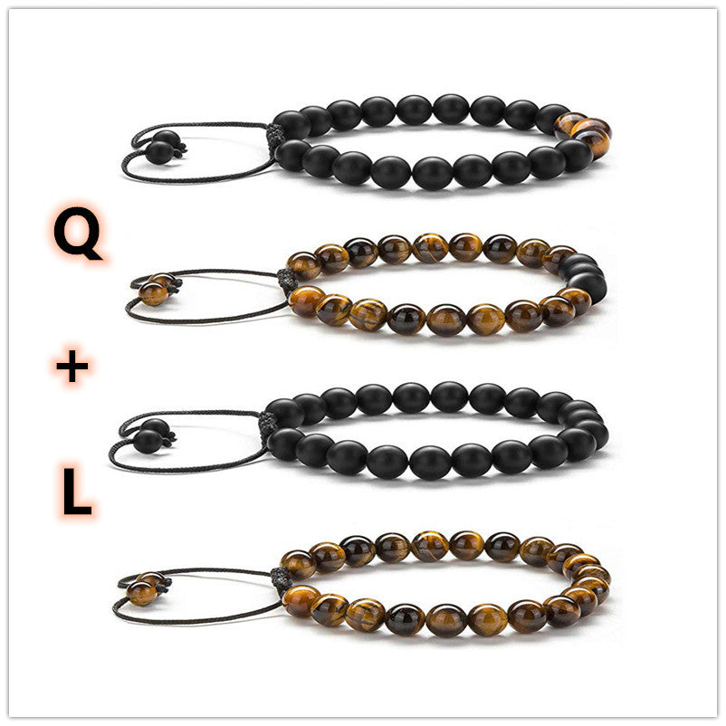 Tiger Eye Couple Bracelets Matte Black Agate Beads Bracelet - Badi Jewellery store