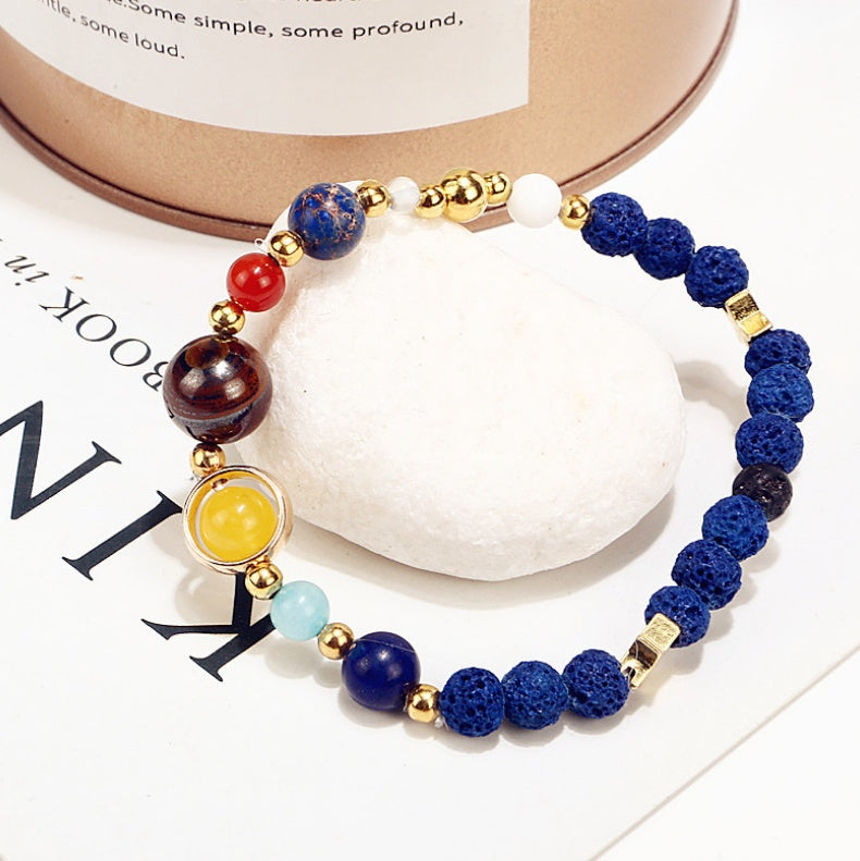 Universe Galaxy Eight Planets Solar System Guardian Star Natural Stone Beads Bracelet - Badi Jewellery store