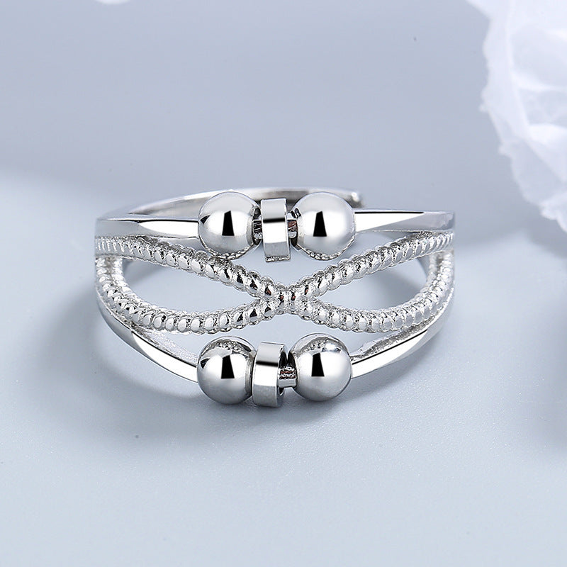 Rotatable Ring With Open Design Fashion Double-layered Hollow Line Anxiety Relief Rings For Women - Badi Jewellery store