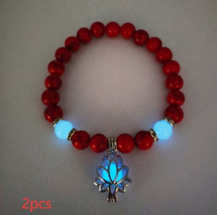 Energy Luminous Lotus Natural Stone Bracelet Yoga Healing Luminous Glow In The Dark Charm Beads Bracelet For Men Women Prayer Buddhism - Badi Jewellery store