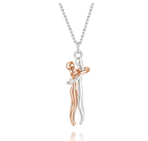Love Hug Necklace Unisex Men Women Couple Jewelry Simple Temperament Clavicle Chain Valentines Day Lover Gift - Badi Jewellery store
