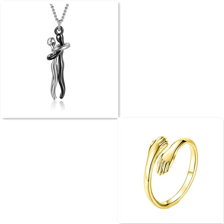 Love Hug Necklace Unisex Men Women Couple Jewelry Simple Temperament Clavicle Chain Valentines Day Lover Gift - Badi Jewellery store