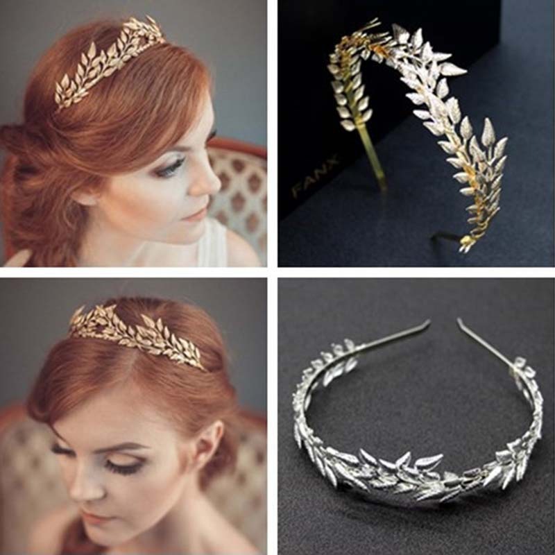 Bridal Golden Leaf Headband Alloy Crown Hair Accessories - Badi Jewellery store