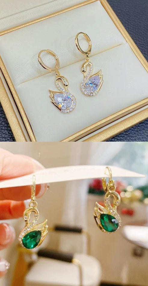 Sweet Rhinestone Swan Earrings Ins Fashion Earrings For Women Jewelry - Badi Jewellery store