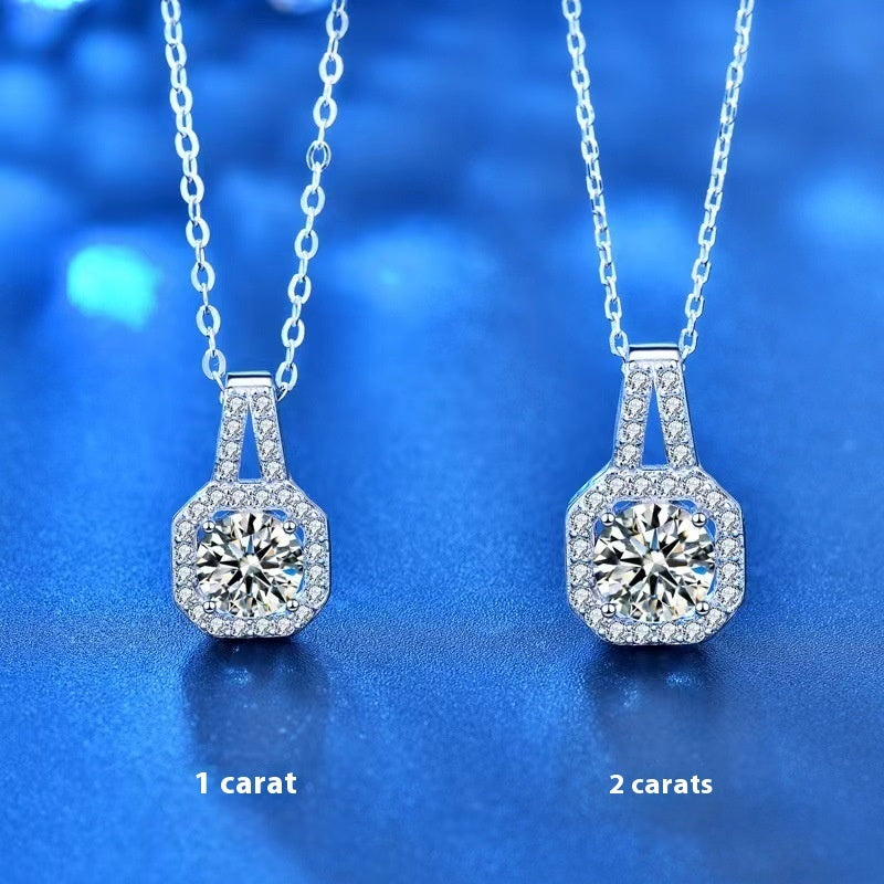 Moissanite S925 Sterling Silver Necklace For Women All-match Niche High Sense - Badi Jewellery store