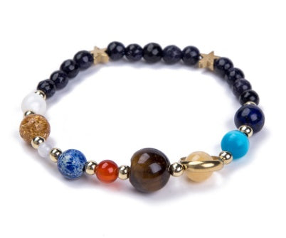 Universe Galaxy Eight Planets Solar System Guardian Star Natural Stone Beads Bracelet - Badi Jewellery store