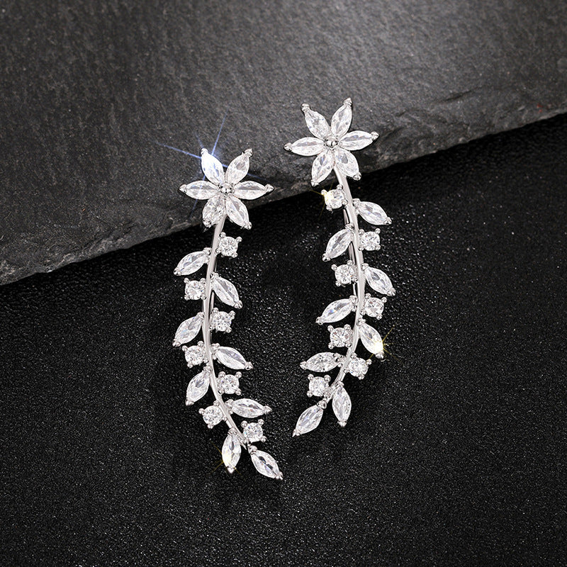 European And American Style Internet Celebrity Earring With Same Kind Full Diamond Flower Earrings For Women - Badi Jewellery store
