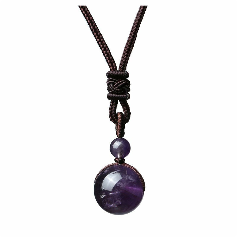 Fashion 16mm Natural Obsidian Pendant Amethyst Necklace For Men And Women - Badi Jewellery store