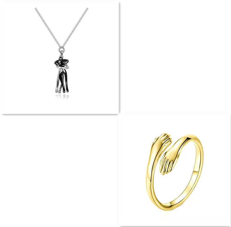 Love Hug Necklace Unisex Men Women Couple Jewelry Simple Temperament Clavicle Chain Valentines Day Lover Gift - Badi Jewellery store