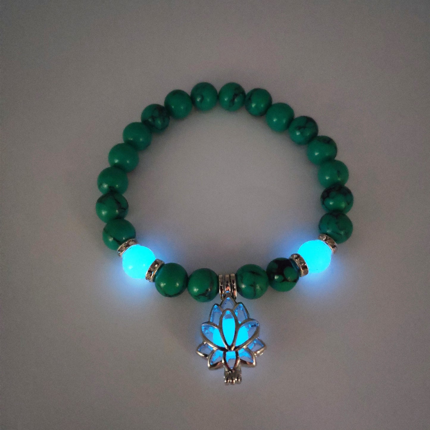 Energy Luminous Lotus Natural Stone Bracelet Yoga Healing Luminous Glow In The Dark Charm Beads Bracelet For Men Women Prayer Buddhism - Badi Jewellery store