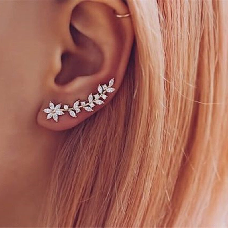 European And American Style Internet Celebrity Earring With Same Kind Full Diamond Flower Earrings For Women - Badi Jewellery store