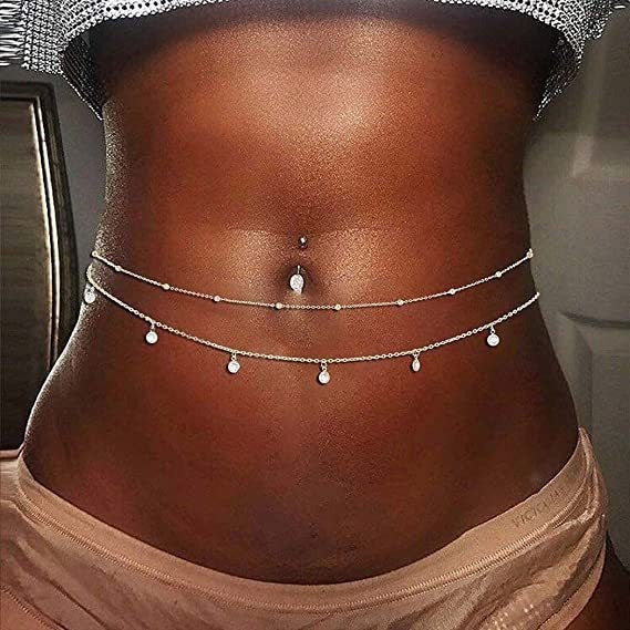 Women's Fashion Round Beads Chain Double-layer Waist Chain - Badi Jewellery store