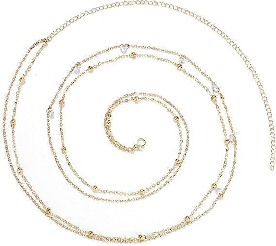 Women's Fashion Round Beads Chain Double-layer Waist Chain - Badi Jewellery store