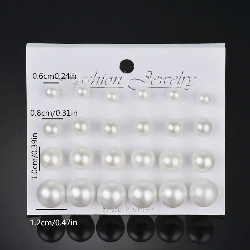 New 12pairs/set Pearl Earrings Set For Women - Badi Jewellery store