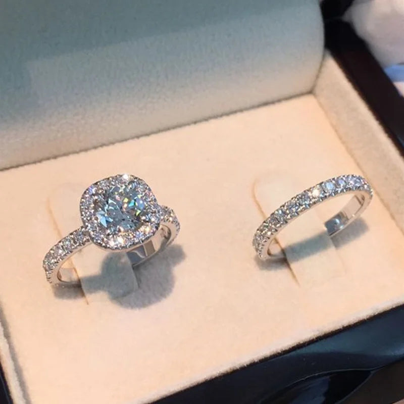 2 Stone Ring Set For Bridal Wedding Rings - Badi Jewellery store