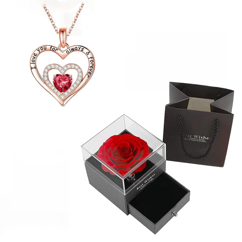 Pendant Necklaces Rose Flower Gift Box For Girlfriend / Women - Badi Jewellery store