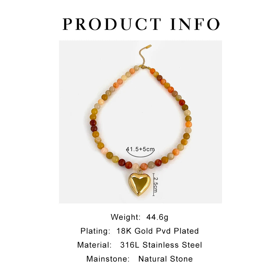 Natural Stone Beaded Pendant Necklace for Women - Badi Jewellery store