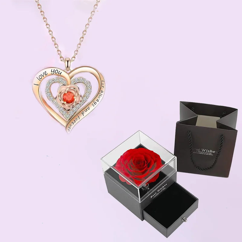 Pendant Necklaces Rose Flower Gift Box For Girlfriend / Women - Badi Jewellery store