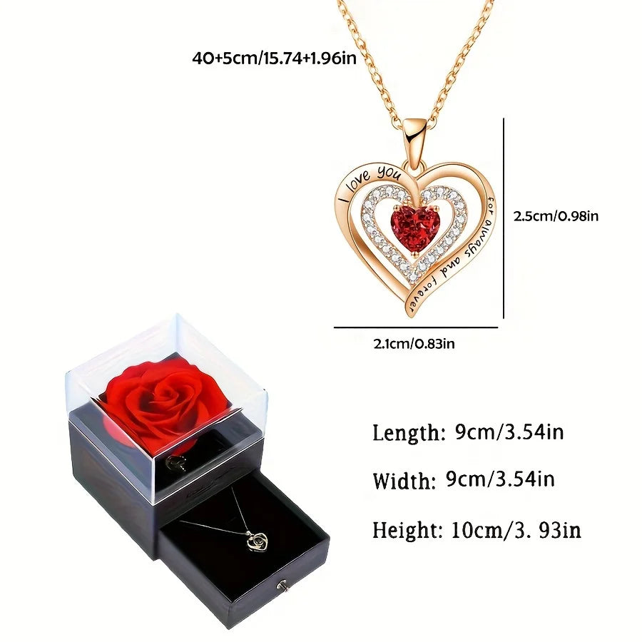 Pendant Necklaces Rose Flower Gift Box For Girlfriend / Women - Badi Jewellery store