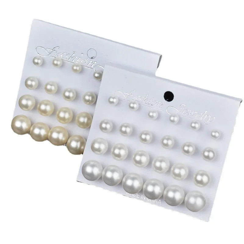 New 12pairs/set Pearl Earrings Set For Women - Badi Jewellery store
