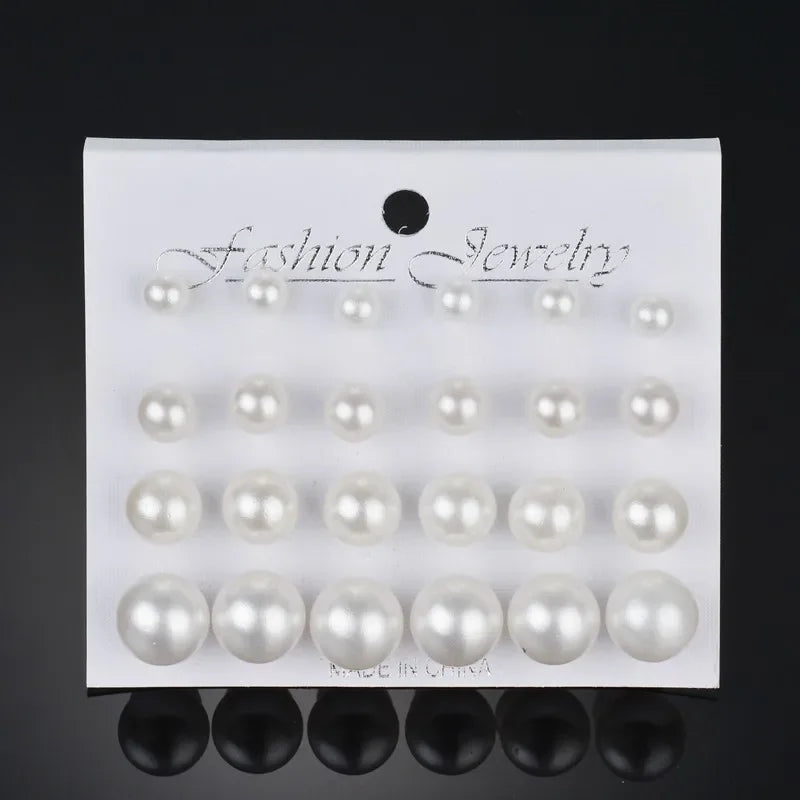 New 12pairs/set Pearl Earrings Set For Women - Badi Jewellery store