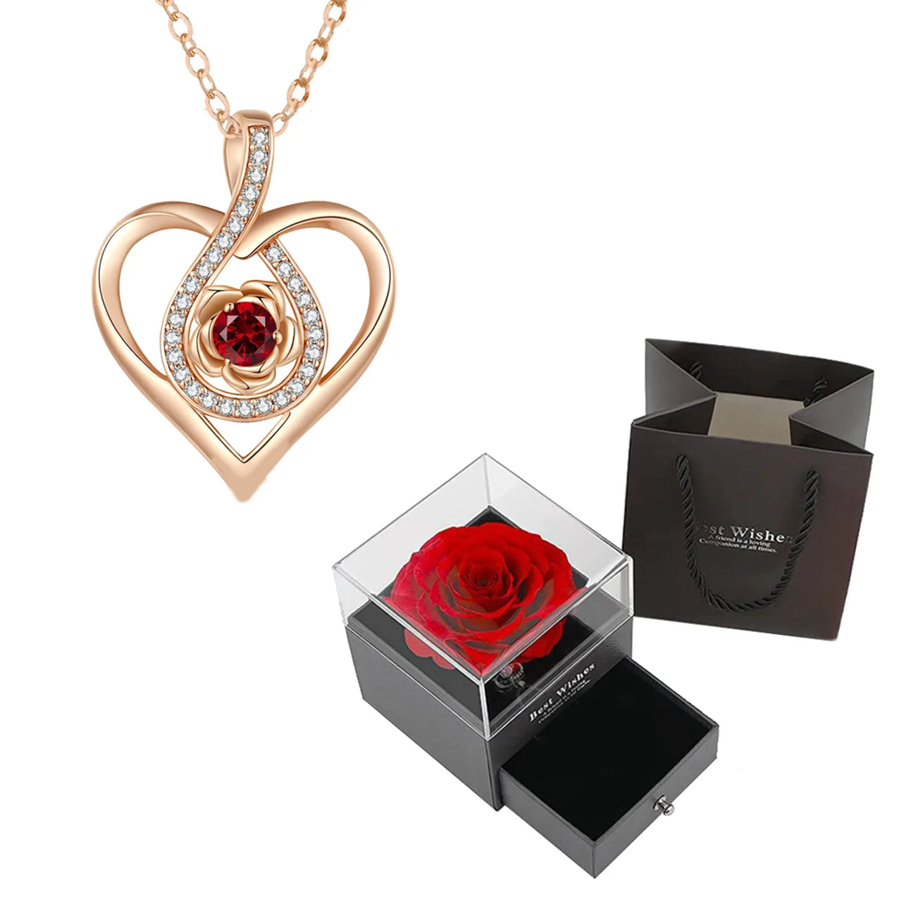 Pendant Necklaces Rose Flower Gift Box For Girlfriend / Women - Badi Jewellery store