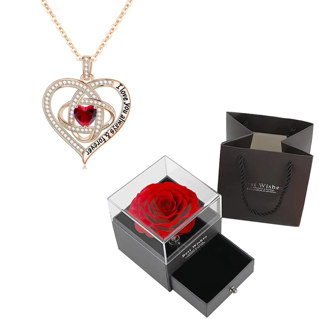 Pendant Necklaces Rose Flower Gift Box For Girlfriend / Women - Badi Jewellery store