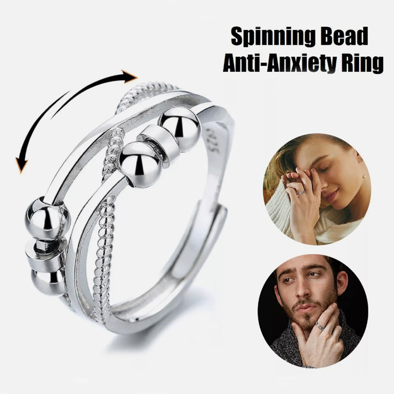 Rotatable Ring With Open Design Fashion Double-layered Hollow Line Anxiety Relief Rings For Women - Badi Jewellery store