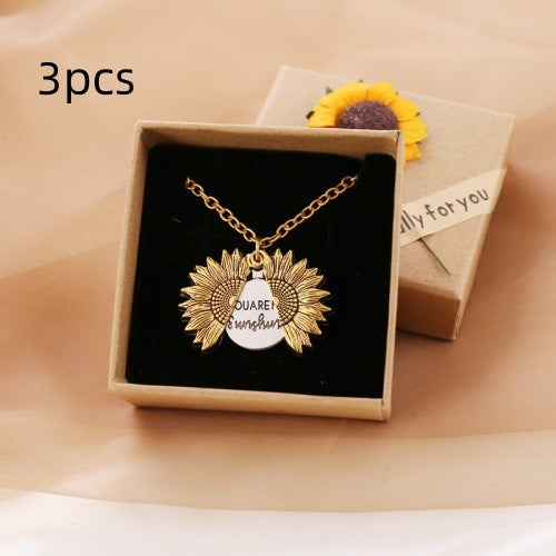 You Are My Sunshine Sunflower Necklace Women Men - Badi Jewellery store