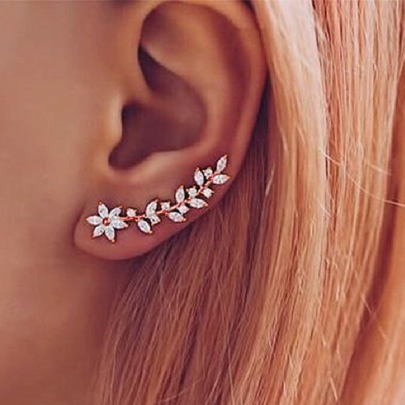 European And American Style Internet Celebrity Earring With Same Kind Full Diamond Flower Earrings For Women - Badi Jewellery store