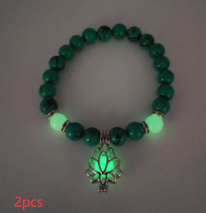 Energy Luminous Lotus Natural Stone Bracelet Yoga Healing Luminous Glow In The Dark Charm Beads Bracelet For Men Women Prayer Buddhism - Badi Jewellery store