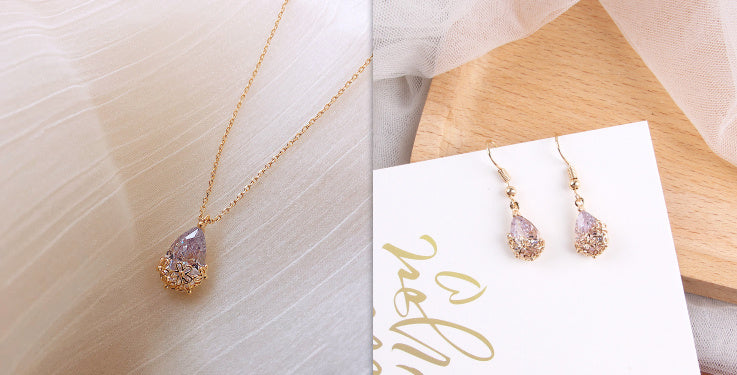 Crystal Water Drop Pendant Necklace Women - Badi Jewellery store