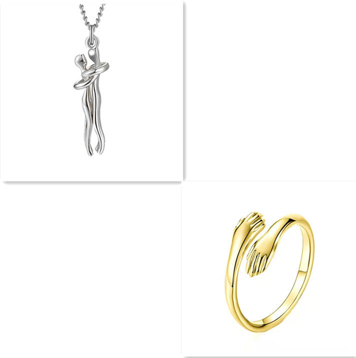 Love Hug Necklace Unisex Men Women Couple Jewelry Simple Temperament Clavicle Chain Valentines Day Lover Gift - Badi Jewellery store