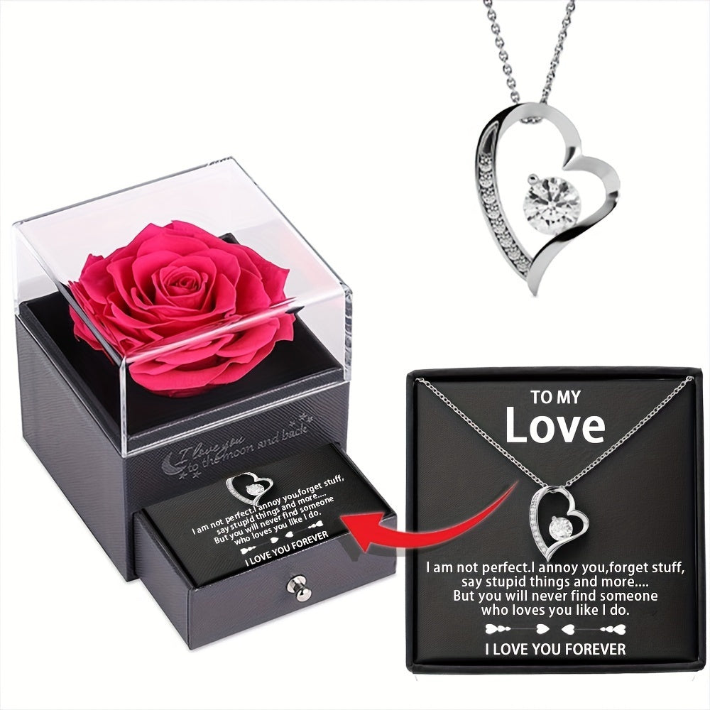 Cubic Zirconia Heart Necklace With Heart For Gifts 925 Sterling Silver Necklace