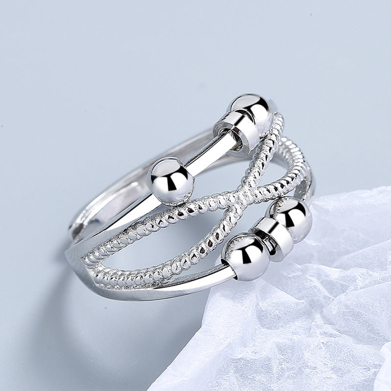 Rotatable Ring With Open Design Fashion Double-layered Hollow Line Anxiety Relief Rings For Women - Badi Jewellery store
