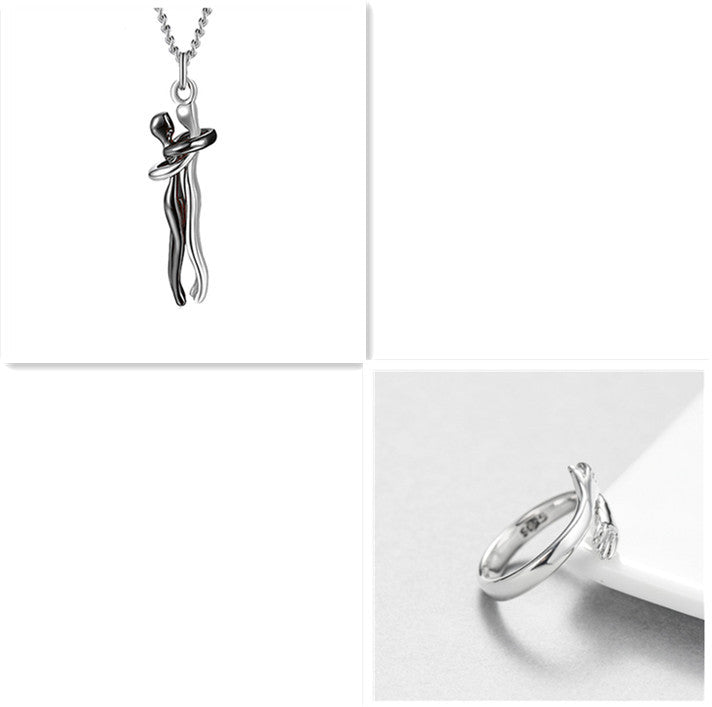 Love Hug Necklace Unisex Men Women Couple Jewelry Simple Temperament Clavicle Chain Valentines Day Lover Gift - Badi Jewellery store