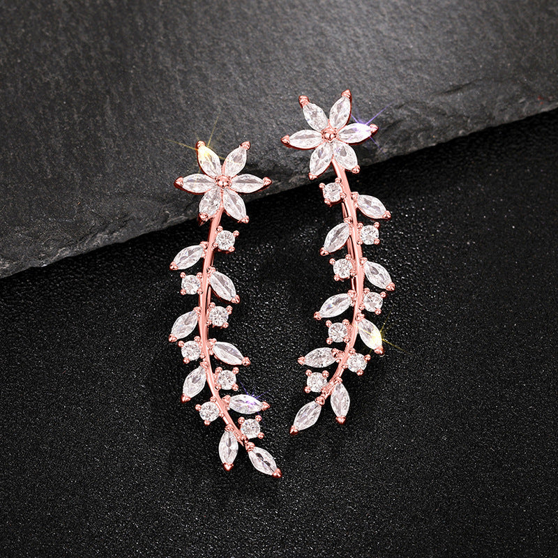 European And American Style Internet Celebrity Earring With Same Kind Full Diamond Flower Earrings For Women - Badi Jewellery store