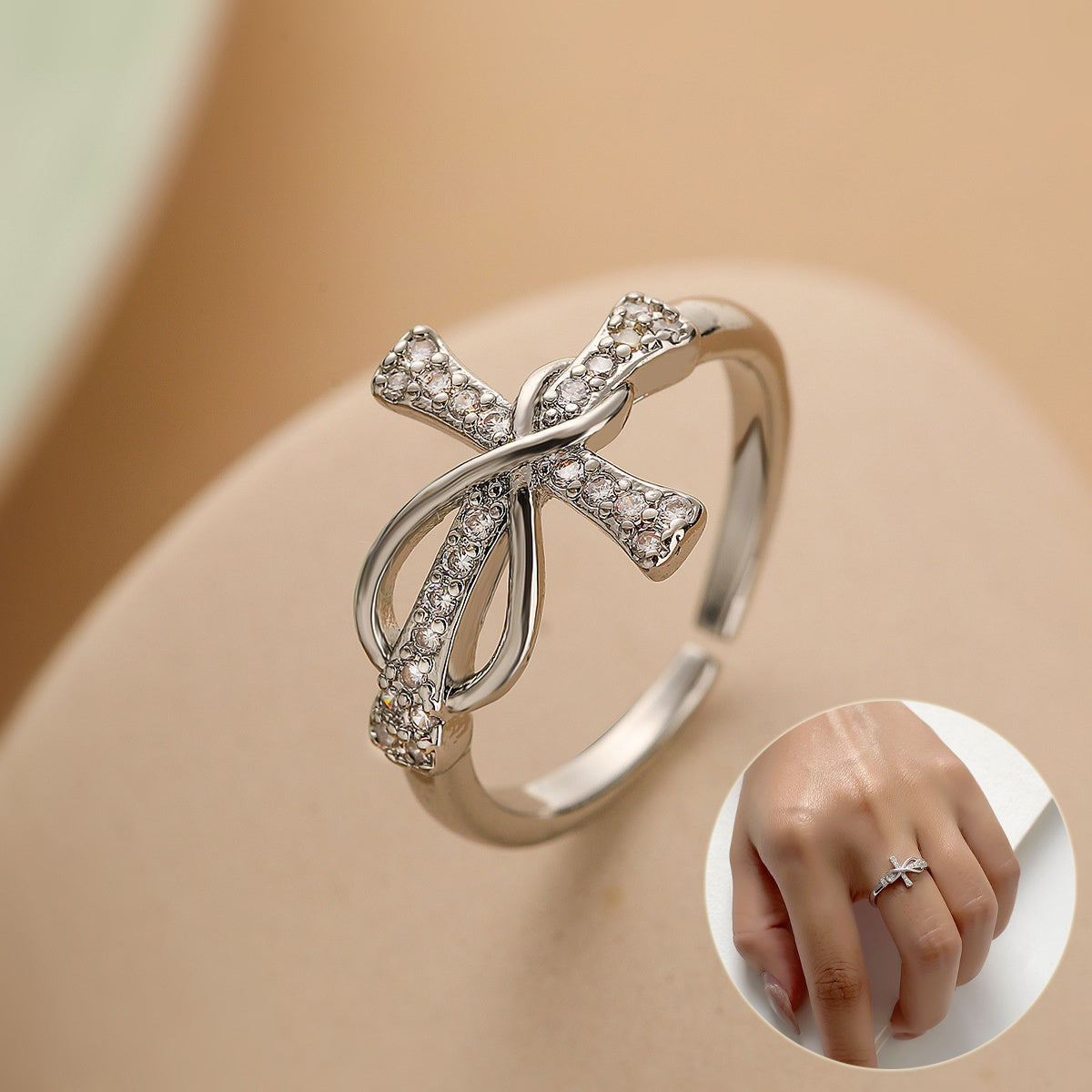 Simple Color Matching Copper Ring Fashion Cross Evil Rings For Women Girl Finger Accessories Party Jewelry Gift - Badi Jewellery store