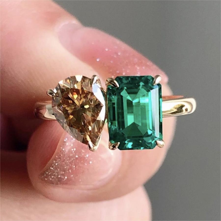 Crystal Engagement Ring Classic Gold Color