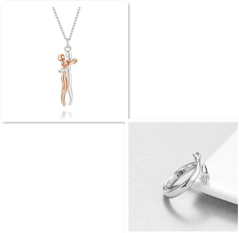Love Hug Necklace Unisex Men Women Couple Jewelry Simple Temperament Clavicle Chain Valentines Day Lover Gift - Badi Jewellery store