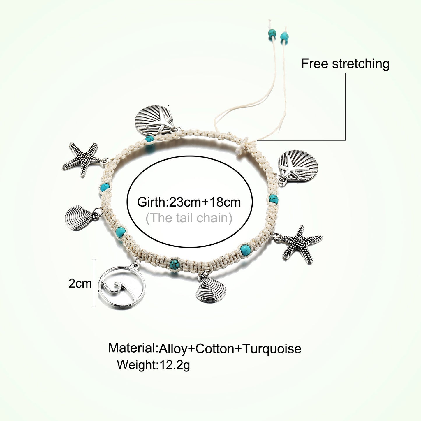 Simplicity Anklets Green Blue Color Star Fish Anklet Women
